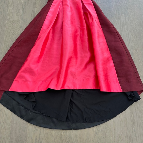 Hutch Monet Strapless Dress Ball Gown High Low Pink Black Colorblock  - Size 8 - Picture 5 of 10